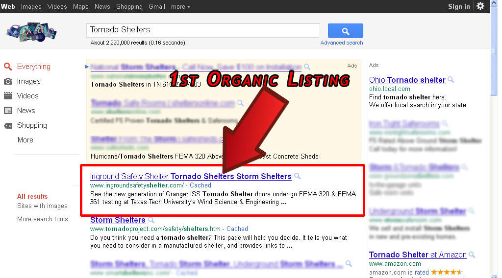 Granger ISS Tornado Shelter, Granger ISS shelter listing on Google, Tornado Shelter listing on Google, Tornado Shelters Google